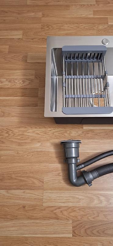 Santexnika: Yeni Kvadrat Mətbəx çanağı, Şkafsız, Paslanmaz polad, Pulsuz çatdırılma — 6