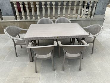 stol stul kafe uchun: Новый, Прямоугольный стол, 6 стульев, Нераскладной, Со стульями, Плетеный, Турция