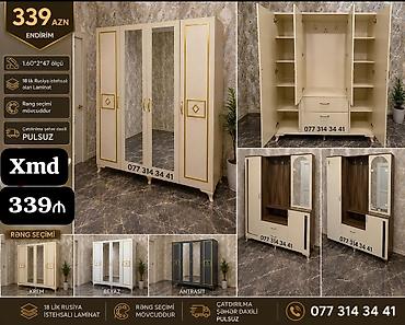 paltar dolabları: Geniş funksiyalı qarderob-güzgülü dəst - Ölçü: 1.60 × 2 × 47 sm - — 1