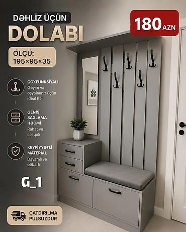 Dəhliz üçün dolab – çoxfunksiyalı və praktik dizayn • Ölçü: 195×95×35