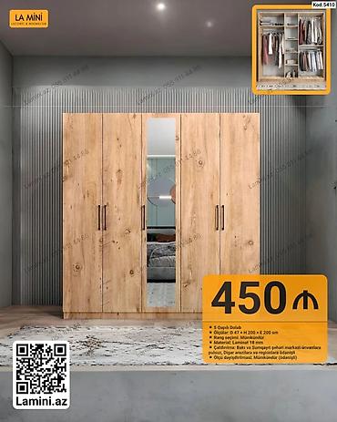 mini skaf: LA MINI 5 qapılı dolab – Kod: 5410 - Ölçülər: D 47 × H 200 × E 200 sm — 1