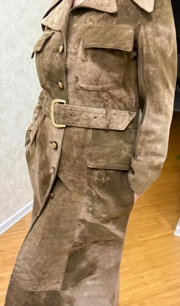 Plaşlar: Qadın üçün süet trençkot - Material: yumşaq süet (nubuk effektli) — 6