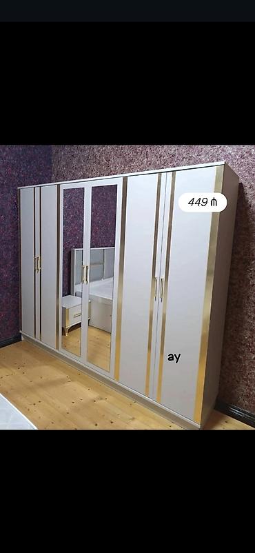iki: Yeni, 6 qapı, Güzgülü, Ağ, Açılan, Düz dolab — 1