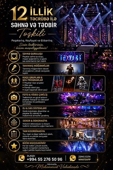 eğlence iş ilanları: Səhnə və Tədbir Təşkili – 12 illik təcrübə Peşəkarlıq, keyfiyyət və — 2
