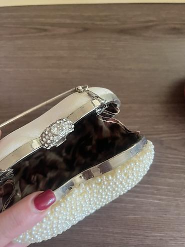 Çantalar: Məhsul: Ürək formalı qadın clutch çantası - Rəng: İşıqlı krem/şampan — 2