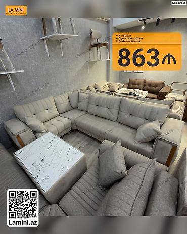 Ev və bağ: Künc divan – La Mini Ölçülər: 300 × 200 sm Model: L formalı, modul — 1