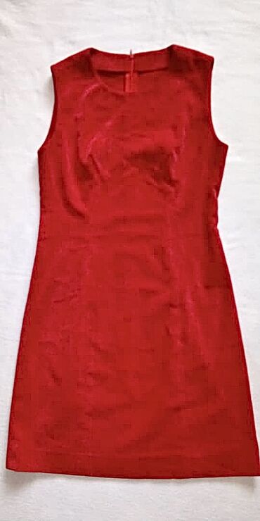 платье красное: Повседневное платье, Made in KG, Осень-весна, Короткая модель, Велюр, Сарафан, M (EU 38)