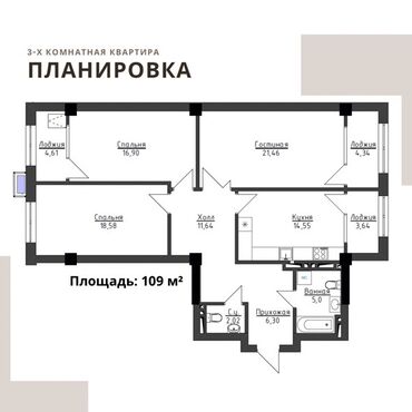 Продажа квартир: 3 комнаты, 109 м², Элитка, 11 этаж, ПСО (под самоотделку)