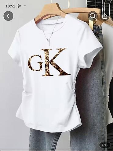 ges torbe: Ženska majica kratkih rukava sa zlatnim “GK” printom - Boja: bela - — 1