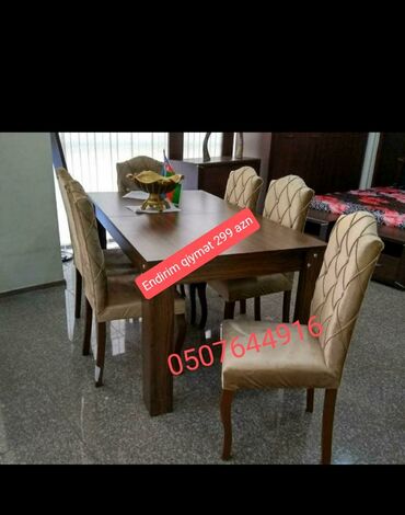 Masa və oturacaq dəstləri: Qonaq otağı üçün, Yeni, Açılmayan, Dördbucaq masa, 6 stul -da lalafo.az — 11 Masa və oturacaq dəstləri: Qonaq otağı üçün, Yeni, Açılmayan, Dördbucaq masa, 6 stul — 11