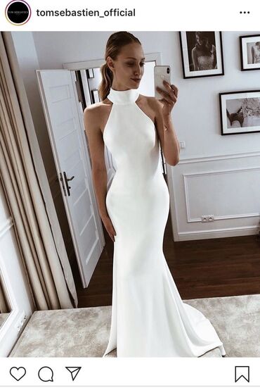 белый платье: Вечернее платье, Русалка, Длинная модель, Без рукавов, S (EU 36), M (EU 38)
