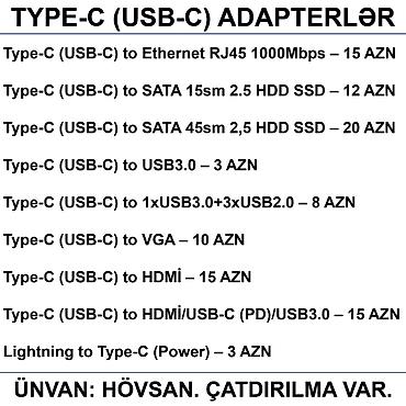 en ucuz noutbuklar: Adapterlər/Konverterlər (Çeviricilər) 📍Ünvan: Bakı şəh, Suraxanı ray — 8