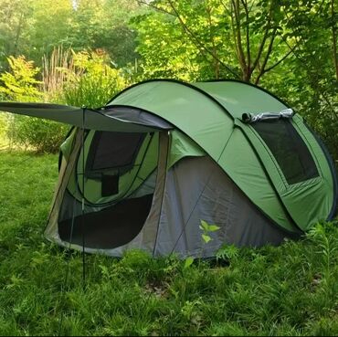 Палатки: Автоматическая палатка-автомат зеленого цвета на 4-6 человек, для — 4