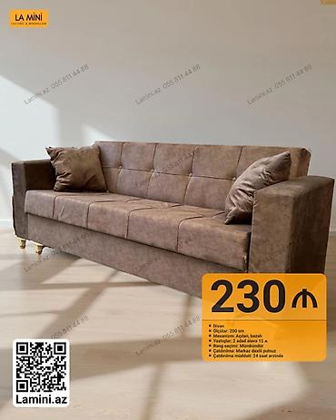 LA MINI divan - Ölçü: 200 sm - Mexanizm: açılan, bazalı - Yastıqlar