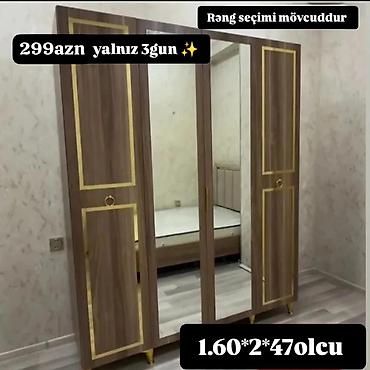 - Üç qapılı geyim dolabı - Ölçü: 1.60 m eni × 2.00 m hündürlük × 47 sm