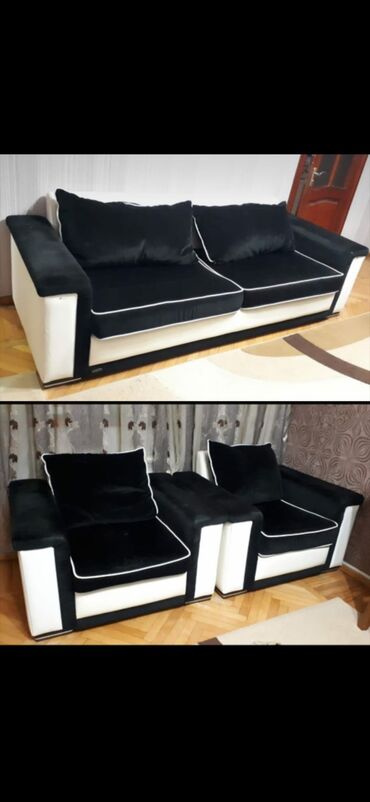 madeyra usaq yataq desti: Б/у, Классический диван, 2 кресла, Без подьемного механизма, Нераскладной