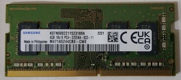 komputer hisseleri: Operativ yaddaş (RAM) Samsung, 4 GB, 3200 Mhz, DDR4, Noutbuk üçün
