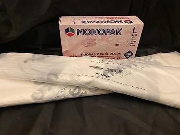 sleepy nəm salfet: Monopak pudrasız vinil əlcəklər + Artego birdəfəlik pelerin seti - — 2