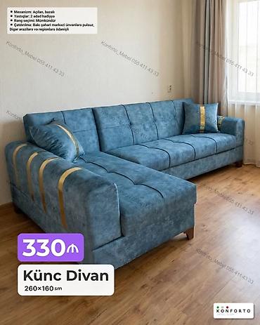 Ev və bağ: Künc Divan – müxtəlif modellər Ölçülər: - 260×160 sm (bir neçə model) — 9