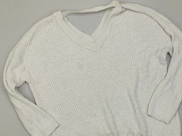 białe t shirty w serek damskie: Sweter, L, stan - Dobry