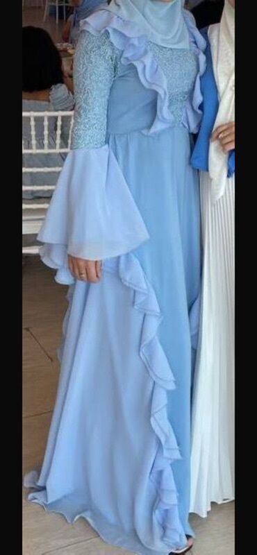 Gündəlik donlar: 3 ədəd özəl dizayn maxi don dəsti 1) Açıq mavi şifon maxi don - Zərif — 8