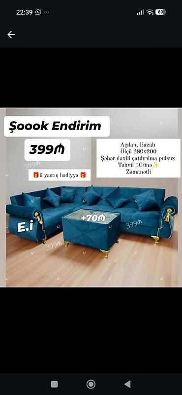 Şəhər daxili pulsuz çatdırılma ilə L formalı künc divan dəsti
