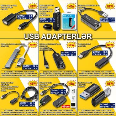 mini notebook: USB Adapterlər 🚚Metrolara və ünvana çatdırılma var, ❗ÖDƏNİŞLİDİR❗