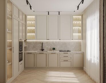 Sifarişlə mətbəx mebeli: Sifarişlə mətbəx dəsti, Özü çəkən petlələr, MDF, Kredit yoxdur, Pulsuz çatdırılma — 23