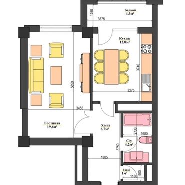 Продажа квартир: 1 комната, 48 м², Элитка, 12 этаж, Евроремонт at lalafo.kg — 12 Продажа квартир: 1 комната, 48 м², Элитка, 12 этаж, Евроремонт — 12
