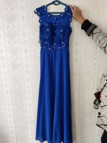 вечернее платье синее: Вечернее платье, Длинная модель, Без рукавов, Стразы