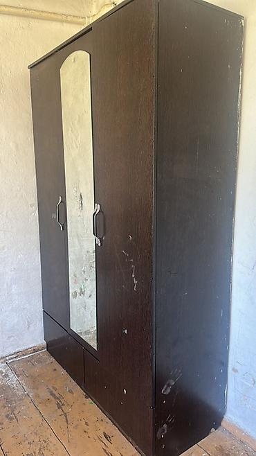 standing mirror: Шкаф для одежды с зеркалом, темный венге - Трехстворчатая — 1