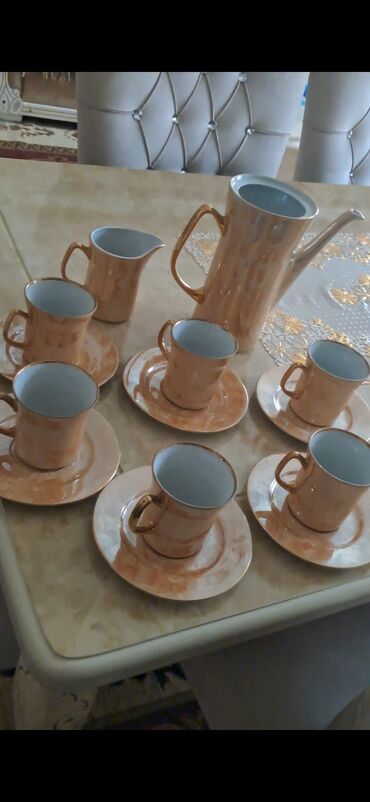 Çay dəstləri və servizlər: Qəhvə dəsti, rəng - Qızılı