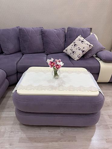 jurnalni pufik: Bənövşəyi rəngli L formalı künc divan dəsti + jurnalni masa - Zərif — 5