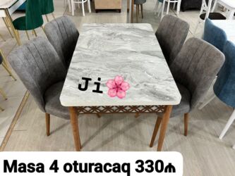 Masa və oturacaq dəstləri: Mətbəx üçün, Yeni, Açılan, Dördbucaq masa, 4 stul — 3