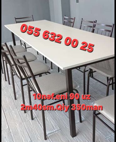 Masa və oturacaq dəstləri: Mətbəx üçün, Yeni, Açılmayan, Dördbucaq masa — 12