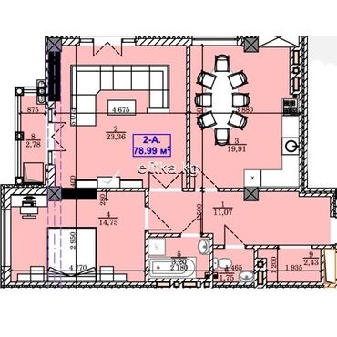 2 комнаты, 79 м², Элитка, 7 этаж, ПСО (под самоотделку)