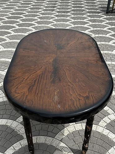 odun taxta: Oval formalı ağac naxışlı masa - Material: Üst hissə ağac — 1