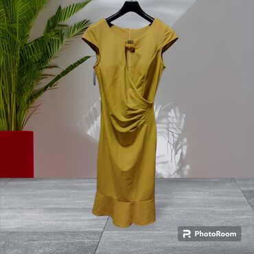 haljine do pola lista: S (EU 36), bоја - Žuta, Večernji, maturski, Kratkih rukava