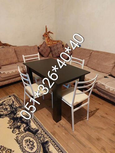 Masa və oturacaq dəstləri: Qonaq otağı üçün, Yeni, Açılan, Dördbucaq masa, 6 stul — 15