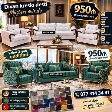Divan-kreslo dəsti - Model: 3+1+1 komplekt (bir divan, iki kreslo) -