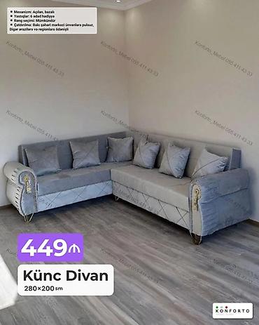 Ev və bağ: Künc divan – 280×200 sm - Mexanizm: açılan, bazalı (yuxarı qaldırılan — 1