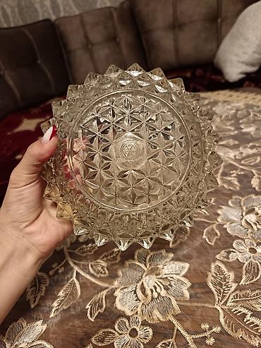 salat qabları: Kəna (kristal üslublu) şüşə meyvə/gödək qab - Material: qalın, şəffaf — 3