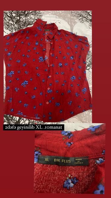 i̇pək qadın bluzkaları: XL (EU 42), rəng - Qırmızı