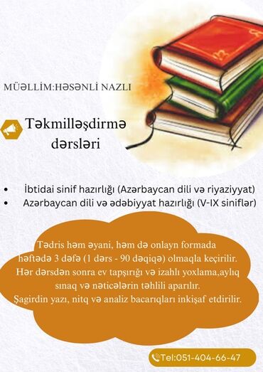 репетитор начальных классов на дому: Repetitor, Azərbaycan dili, İmtahanlara hazırlıq