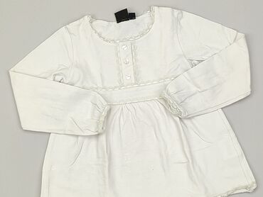 biała bluzka dla dziewczynki z krótkim rękawem: Bluzka, 5-6 lat, 110-116 cm, stan - Zadowalający