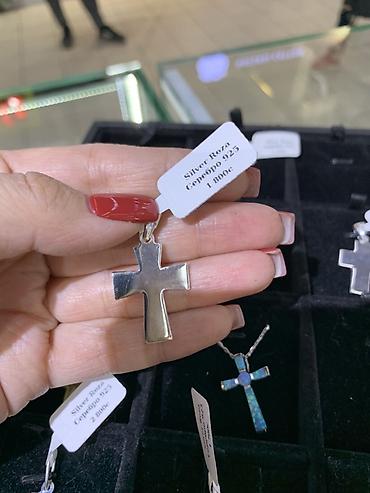 Серебряные кулоны и подвески: Кулон, Проба 925, Без вставки, Унисекс, Форма: Крестик — 9