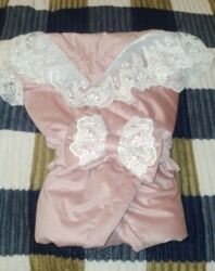 детские вязаные кроссовки: Uşaqlar üçün çəhrayı rəngdə krujevalı satin bələk/konvert (0-3 ay)