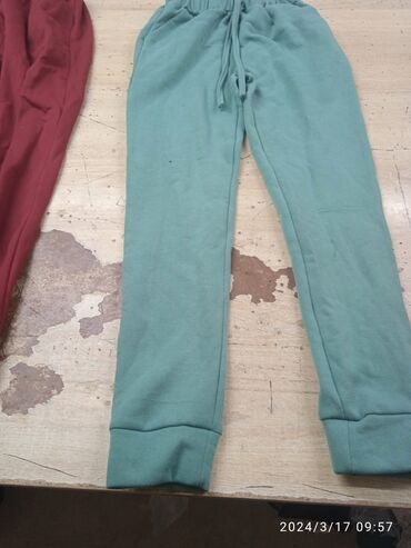 голубые брюки женские: Повседневные брюки, Made in KG, Средняя талия, Осень-весна, 3XL (EU 46)