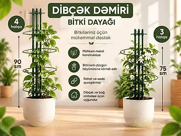 Bitkilər üçün dibçəklər: Dibçək dəmiri 90 sm 4 halqa, 75 sm 3 halqa Dibçək dəmiri 90 sm 4 — 2