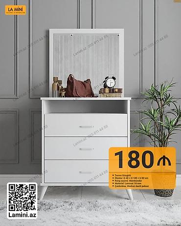 Komodlar: Ağ rəngdə minimal dizaynlı komod-güzgü dəsti - Termo güzgülü - — 1